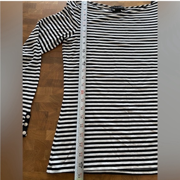 White House Black Market Black and White Striped Long Sleeve size Small π - Picture 5 of 7